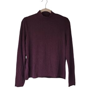 Kit & Ace Burgundy Top Long Sleeve Mock Neck Viscose Cashmere Blend